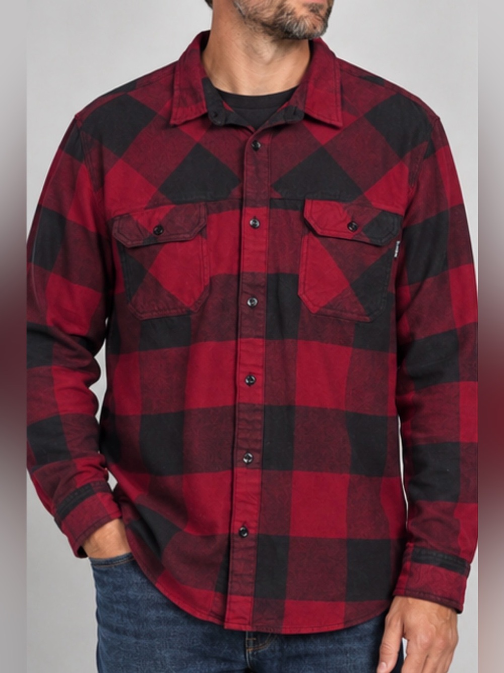 Dakine Menβs XL Red & Black Buffalo Plaid Flannel Shirt